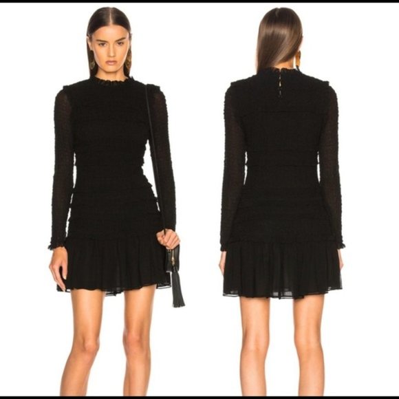 Ulla Johnson Dresses & Skirts - ULLA JOHNSON Black Silk Gia Dress Smocked 8